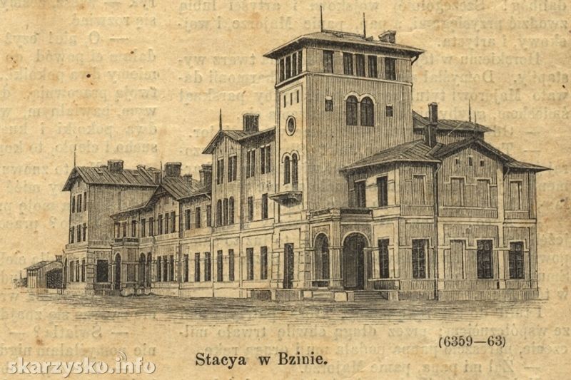 Dworzec kolejowy w Bzinie - 1885 roku.
